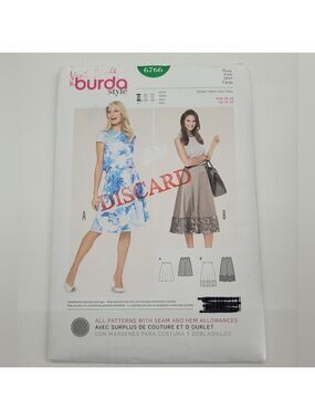 ✨4/$20✨ Burda 6766 Skirt Sewing Pattern Uncut Size 10-20 Uncut DIY Supplies